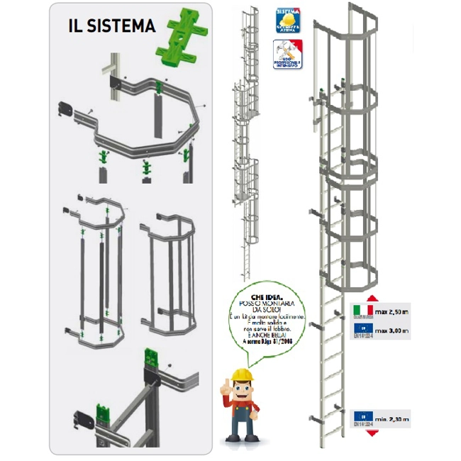 Vendita online Scala alla marinara a gabbia Security System S1050